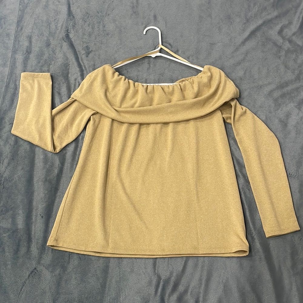 NWT Loft Womens Ribbed Off The Shoulder Top Sweater Long Sleeves Sz L